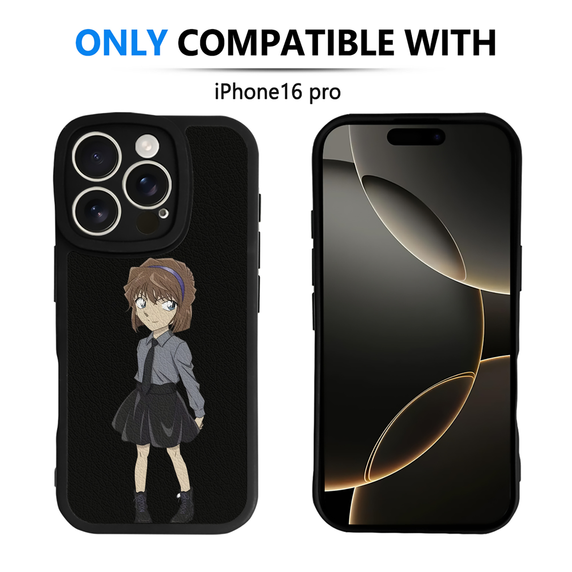 （画像用） 名探偵コナン 灰原 哀 はいばら あい Detective Conan Anita Hailey、Vi Graythorn Haibara Ai 【iPhone 16シリーズ対応】シリコンスマホケース（レザー調） 材質：シリコン